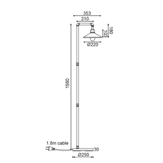 ACA Retro stojacia lampa PIPE max. 40W/E27/230V/IP20, čierna