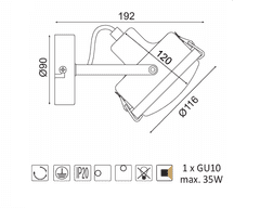 ACA Prisadené svietidlo MORFEAS max. 35W/GU10/230V/IP20, šedé