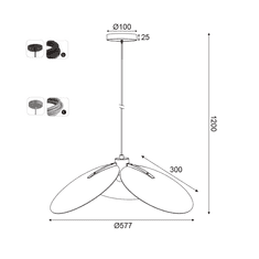 ACA Závesné stropné svietidlo BLOSSOM max. 60W/E27/230V/IP20, strieborné