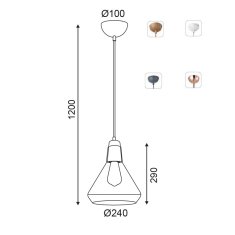 ACA Závesné stropné svietidlo CIELOS max. 40W/E27/230V/IP20, lesklá meď