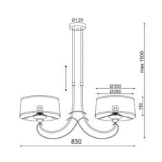 ACA Závesné svietidlo POIROT max. 2x60W/E27/230V/IP20