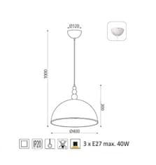 ACA Závesné svietidlo MANHATTAN max. 3x40W/E27/230V/IP20, biely mramor