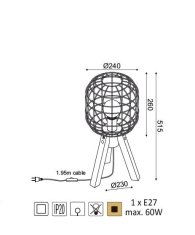 ACA Stolová lampa PROMETHEUS max. 60W/E27/230V/IP20