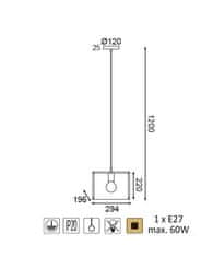 ACA Závesné svietidlo MORDOR max. 60W/E27/230V/IP20