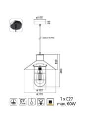 ACA Závesné svietidlo MAYA max. 60W/E27/230V/IP20