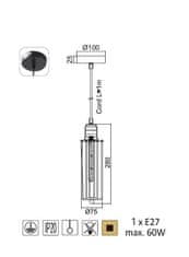 ACA Závesné svietidlo MAYA max. 60W/E27/230V/IP20