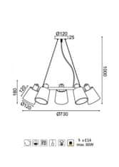ACA Závesné svietidlo NORMA max. 5x60W/E14/230V/IP20
