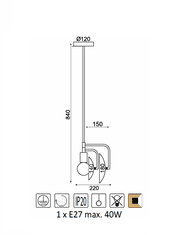 ACA Závesné svietidlo GEMINI max. 40W/E27/230V/IP20