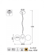 ACA Závesné svietidlo ATOM max. 3x40W/E14/230V/IP20