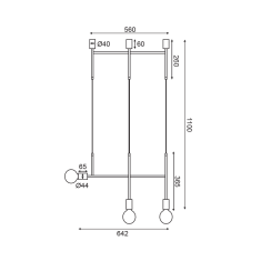 ACA Závesné svietidlo KYOTO max. 3x60W/E27/230V/IP20, zlaté