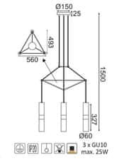 ACA Závesné svietidlo DA VINCI max. 3x25W/GU10/230V/IP20