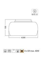 ACA Stropné svietidlo YVONNE max. 4x40W/G9/230V/IP20