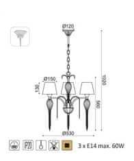 ACA Závesné svietidlo PALERMO max. 3x60W/E14/230V/IP20