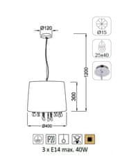 ACA Závesné svietidlo ALICE max. 3x40W/E14/230V/IP20