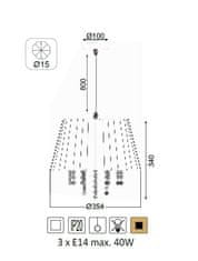 ACA Závesné svietidlo ALICE max. 3x40W/E14/230V/IP20