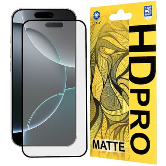 LITO HD Pro Matte ochranné sklo – iPhone 16 Pro – Čierna KP36766