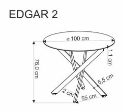 Halmar Moderní jídelní stůl EDGAR 2 kulatý, deska - bílá mramor, nohy - černá (2p=1szt) (2 Karton)