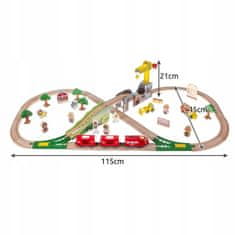 Kruzzel  22495 Drevená vláčikodráha na batérie 57 dielov, 320 cm