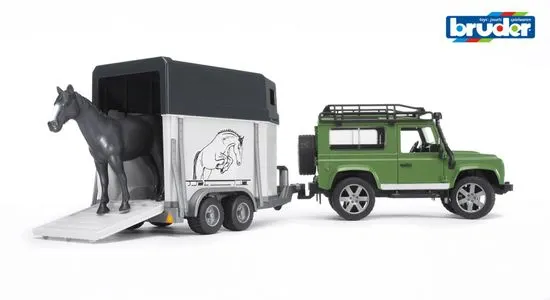 BRUDER Land Rover s prívesom pre prepravu koní vrátane 1 koňa 1.16