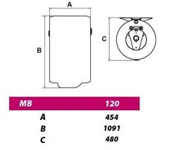 Metalac Ohřívač vody Taurus MB PKL 120 R, levý