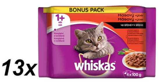 Whiskas Menu zo 4 druhov mäsa v šťave 13 x (4 x 100g)