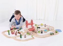 Bigjigs Rail Drevená vláčikodráha s vidieckou cestou - 80 dielov