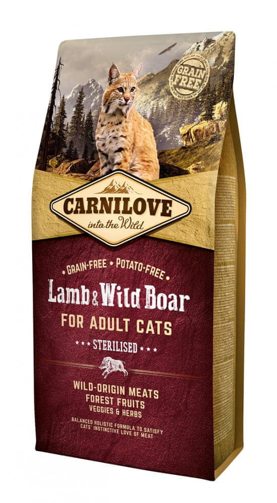 Carnilove Lamb & Wild Boar for Adult Cats – Sterilised 6 kg