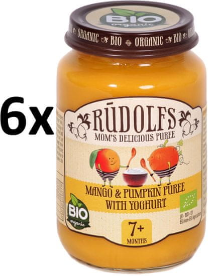 RUDOLFS BIO Detský dezert mango + melón + jogurt - 6x190g