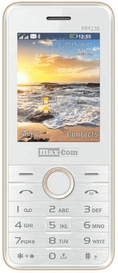 MaxCom mm136, Dual SIM, bílý / zlatý