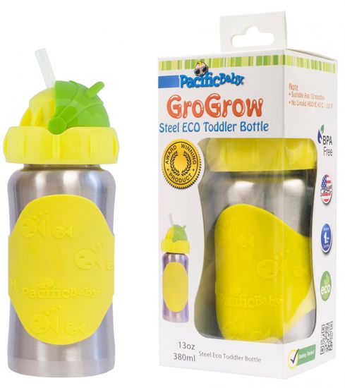 Pacific Baby GoGrow Nerezová eko fľaška so slamkou 300 ml