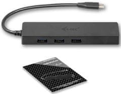 I-TEC Rozbočovač Slim (USB-C, 3x port + RJ45 port), čierna