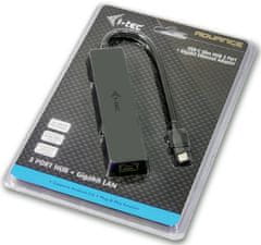 I-TEC Rozbočovač Slim (USB-C, 3x port + RJ45 port), čierna