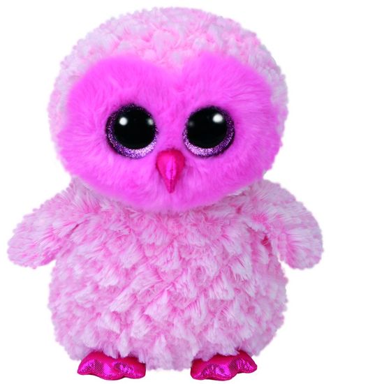 TY Beanie Boos TWIGGY - ružová sova, 24cm