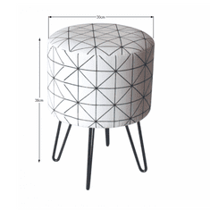 KONDELA Taburetka Lana - biela / čierna potlač / čierna