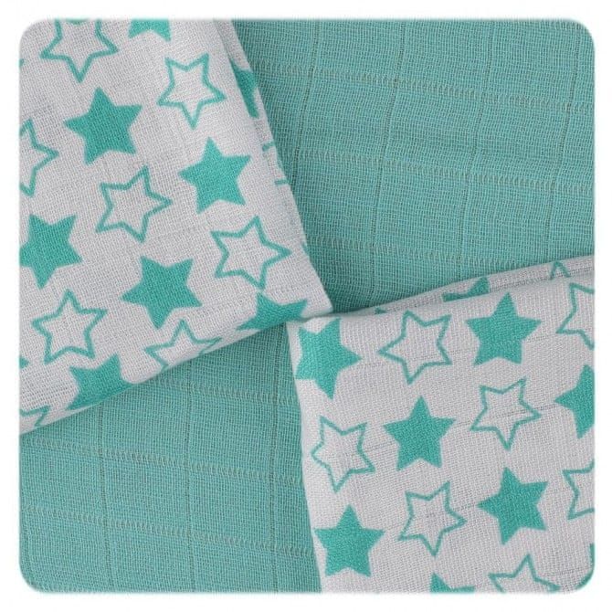 XKKO BMB utierky Little Stars 30x30, Turquoise (9ks)