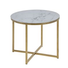 Design Scandinavia Konferenčný stolík okrúhly Alma, 50 cm, zlatá