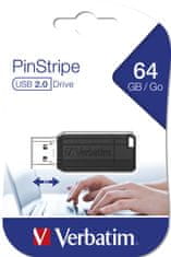 VERBATIM Store 'n' Go PinStripe 64GB, čierny (49065)