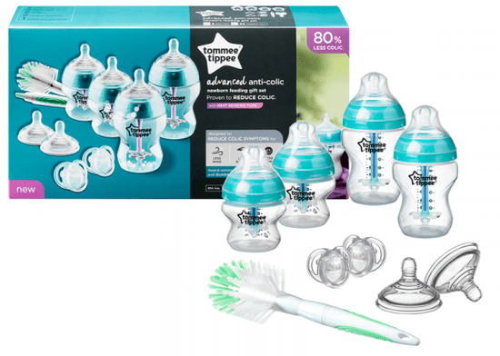 Tommee Tippee Sada kojeneckých lahviček C2N ANTI-COLIC s kartáčem