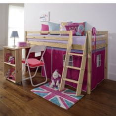 KONDELA Drevená poschodová posteľ s roštom Alzena 90 - borovica / ružová