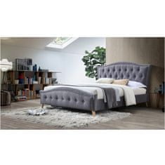 KONDELA Čalúnená manželská posteľ s roštom Giovana 160 160x200 cm - sivá