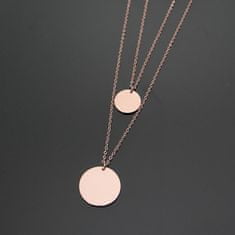 Troli Dvojitý náhrdelník s kruhovými prívesky z ružovo pozlátenej ocele