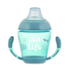 Canpol babies nevylievací hrnček so silikónovým náustkom 230 ml sea life sivý