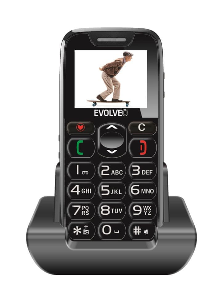 Evolveo EasyPhone s nabíjacím stojanom, čierny