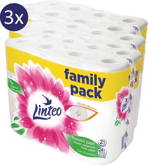 LINTEO Toaletný papier biely 3 x 24 kotúčov 2-vrstvový