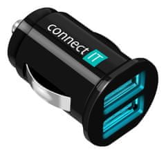 Connect IT autonabíjačka, 2x USB, 2,1 A + 1 A, čierna