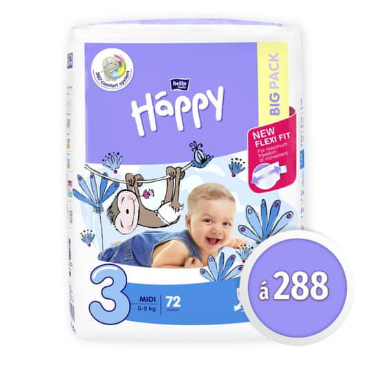 Bella Happy 3 Midi Big Pack 72 ks x 4 (288 ks)