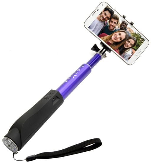 FIXED Teleskopický selfie stick v luxusnom hliníkovom prevedení s BT spúšťou, modrý FIXSS-BT-BL