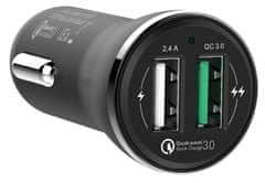 GoGEN Rýchlonabíjačka do auta CHQ 27 W, Qualcomm Quick Charge 3.0, 2× USB, čierna