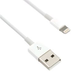 C-Tech Kábel USB 2.0 Lightning (IP5 a vyššie) nabíjací a synchronizačný, 1 m, biely CB-APL-10W