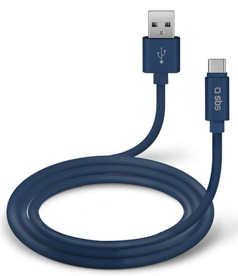 SBS Kábel Polo USB / USB-C silikónový, 1,5 m, modrý